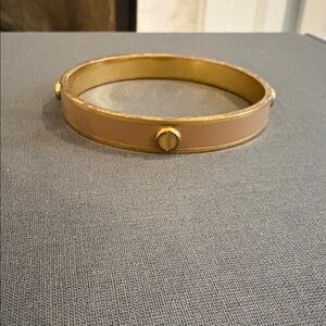 Gold Tone and Taupe/Tan Enamel Bangle Bracelet